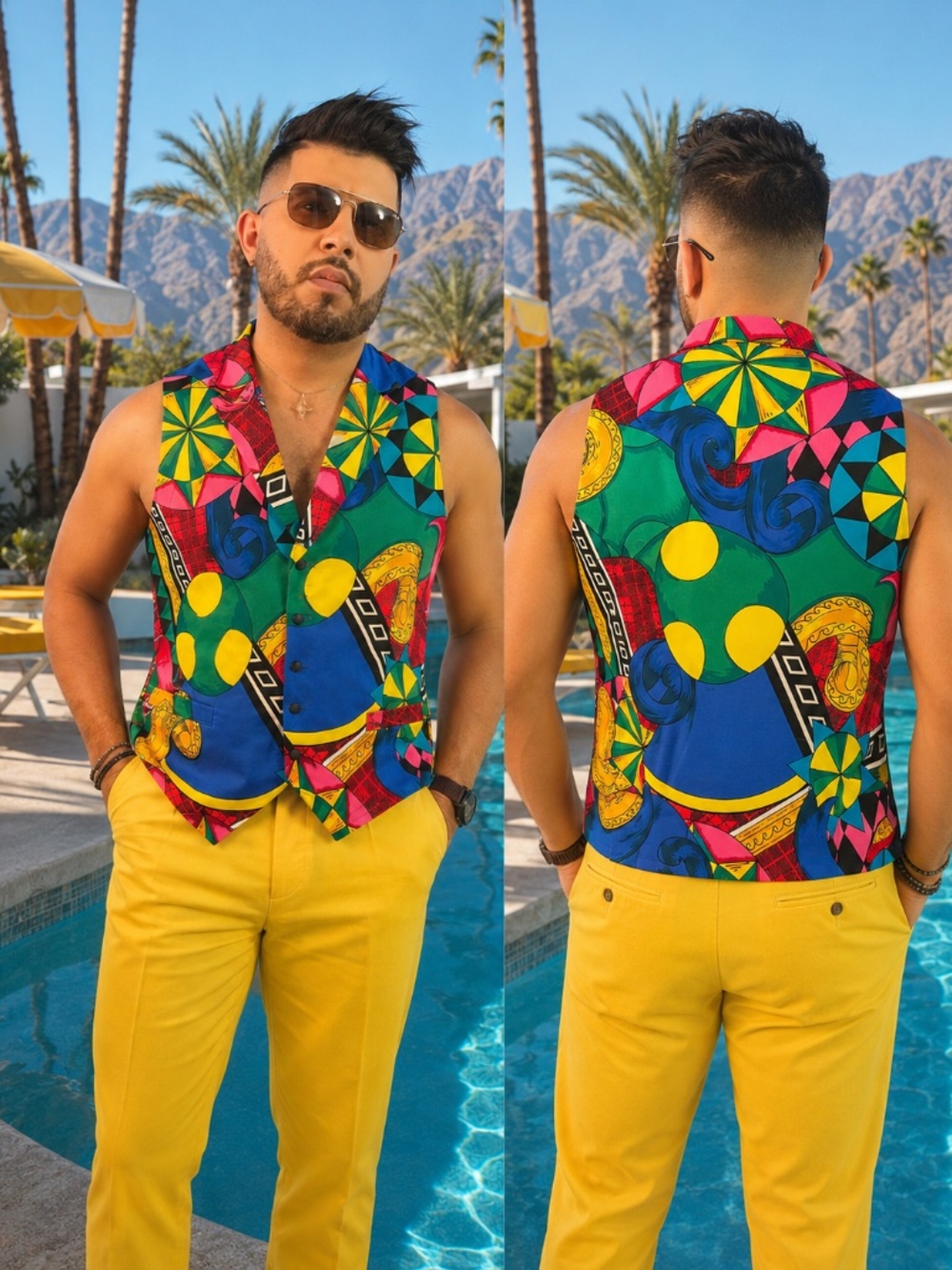 Spenser Jeremy Silk Abstract Print Vest Medium 44 Chest - Picture 2 of 3